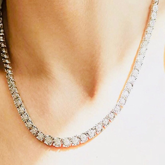 10k white gold Vermeil Genuine REAL diamond women’s tennis chain Stunning Gift! - Picture 11 of 11